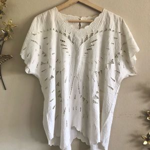 Vintage butterfly Embroidered eyelet top